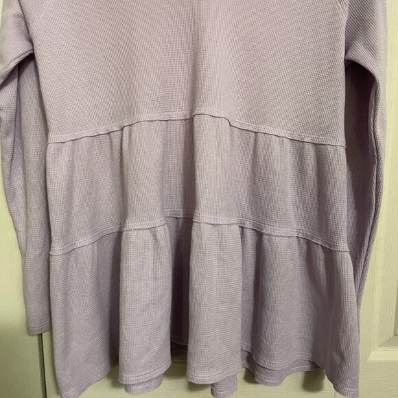 American Eagle Women's Lavender Waffle Knit Thermal Tiered Long Sleeve Top XS - Picture 3 of 5